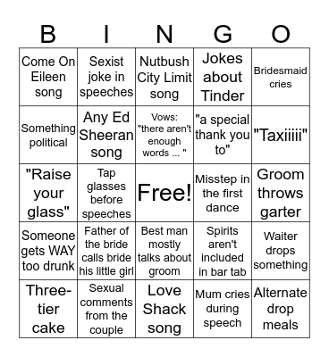 Wedding bingo Card