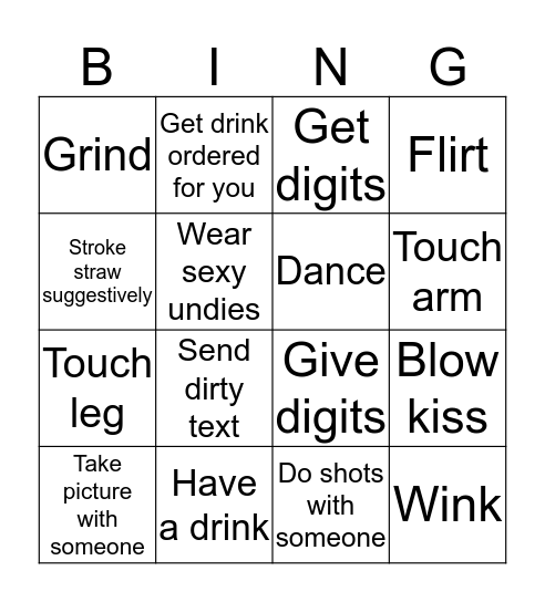 Night out Bingo Card
