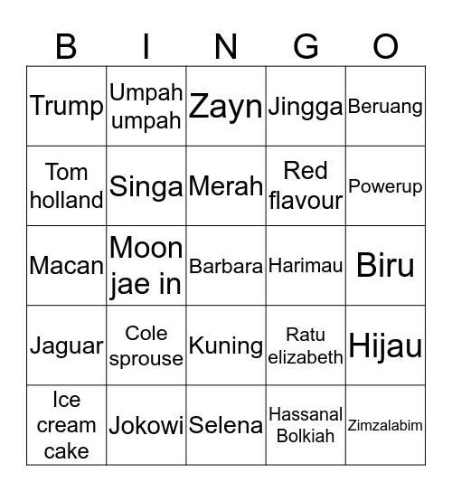 Ken Bingo Card