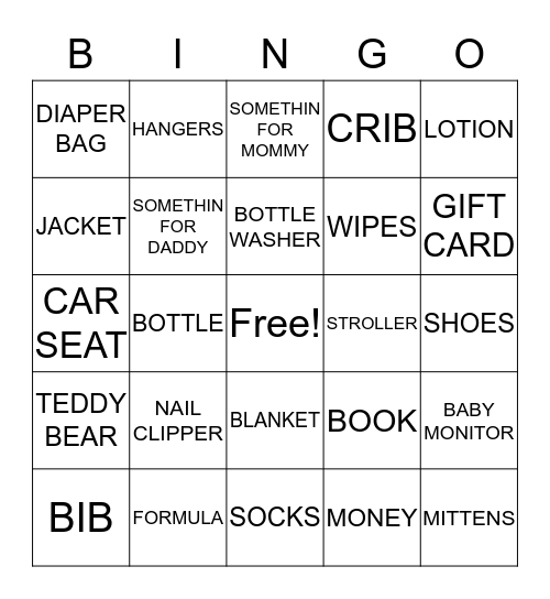 Mike & Mia's Baby Shower Bingo Card