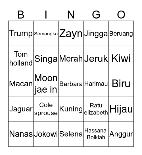 Ken Bingo Card