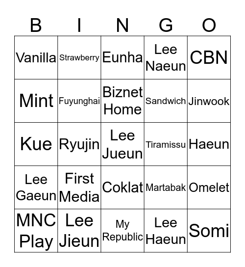 1 Bingo Card