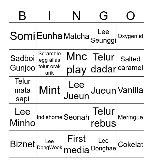 ☆ Jueun ☆ Bingo Card