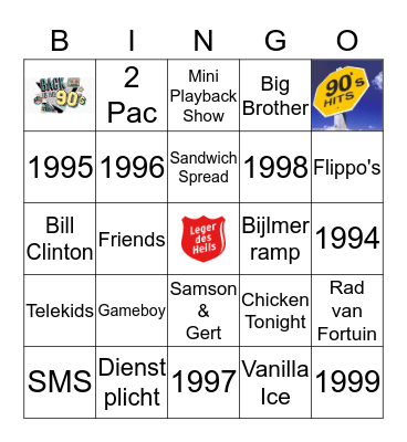 Back to the 90's - Bingo Card