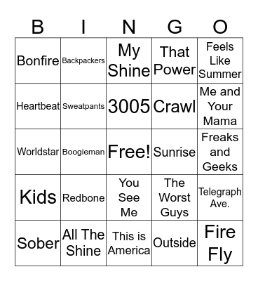 Burgerboss (Music) Bingo: Beta Test Gam-Bingo Card