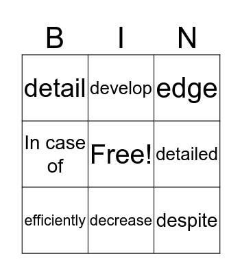 Band Three - Group B Bingo Card