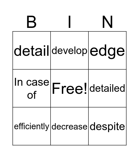 Band Three - Group B Bingo Card