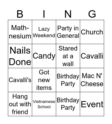 Weekend update bingo Card