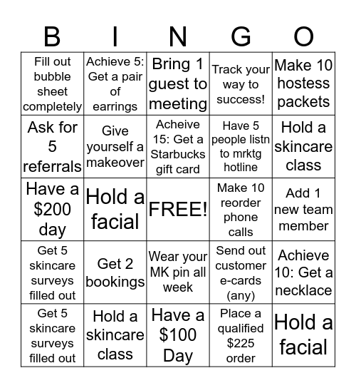 Mary Kay BINGO! Bingo Card