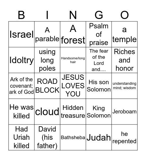 Wisdom from God Bingo Card