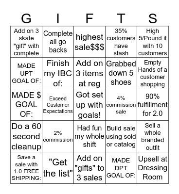 HOLIDAY SALES BINGO Card