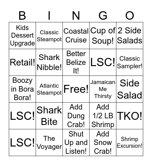 Chesapeake Bingo Card