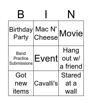 weekend update bingo Card