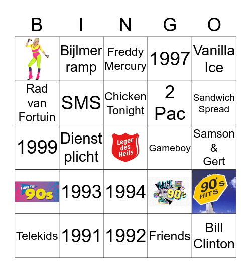 Back to the 90's Bingo Card