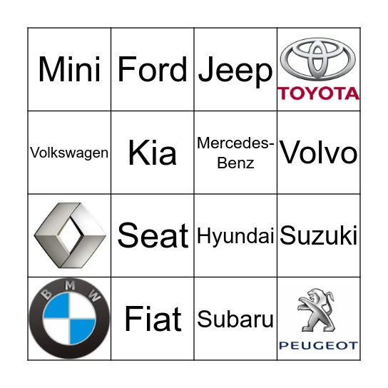 Auta Bingo Card