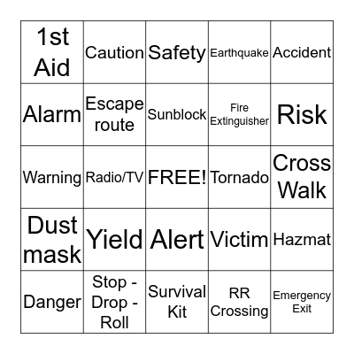 MDA SAFETY BINGO  Bingo Card