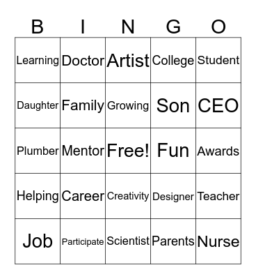 Take Our Daughters and Sons to Work Day Bingo Card