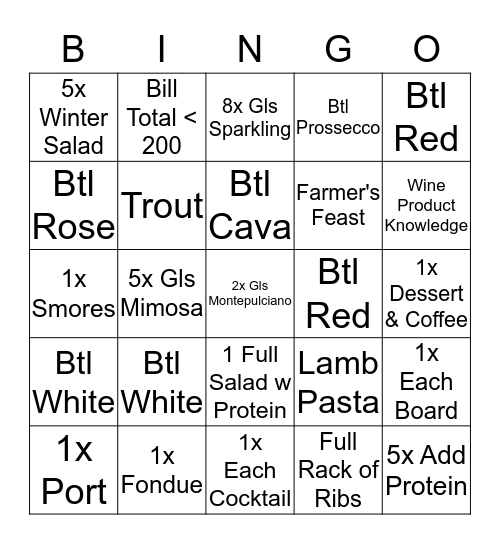 Resto Bingo Challenge                                              Bingo Card