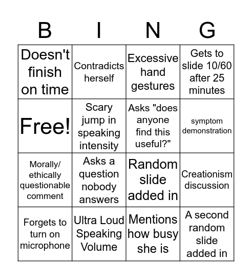 Dr. Pandey Lecture Bingo Card