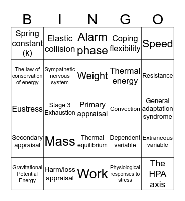 Physics and Psych Bingo Card