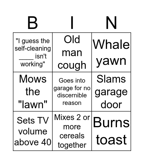 Fred Bingo Card