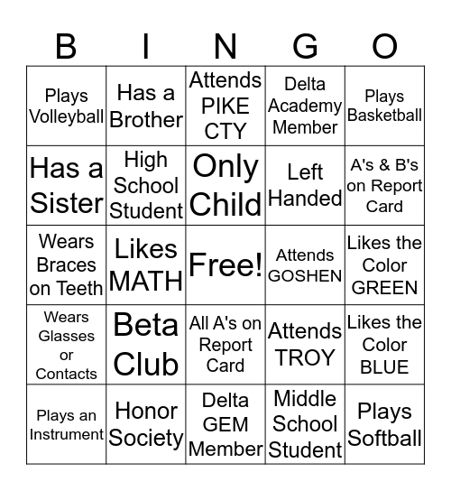 Getting to know YOU Bingo Card