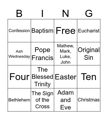 Youth Group Bingo  Bingo Card