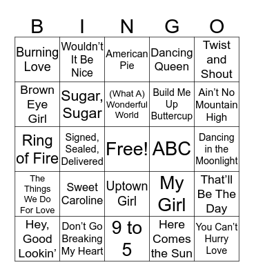 SINGO Bingo Card