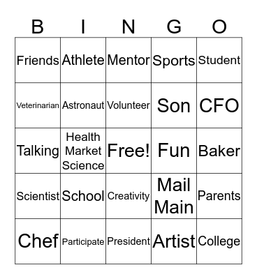 Take Our Daughters and Sons to Work Day Bingo Card