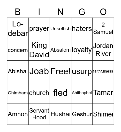 Leadership & Unselfish Servanthood Bingo Card