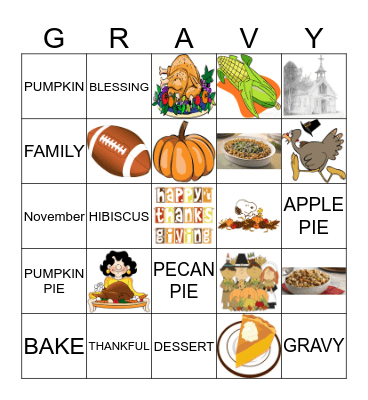 St Stephen's Thanksgiving Bingo Card