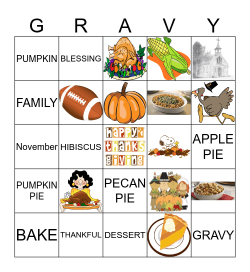 St Stephen's Thanksgiving Bingo Card