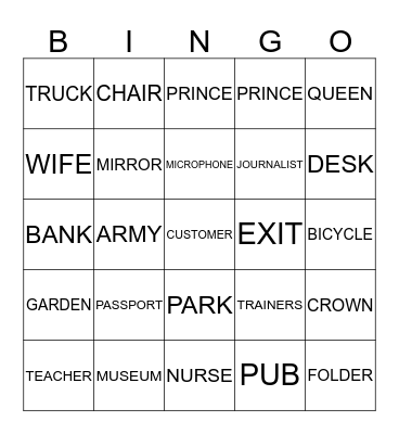 RELATIVE CLAUSE BINGO Card