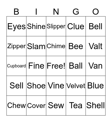 Pronunciation Bingo  Bingo Card
