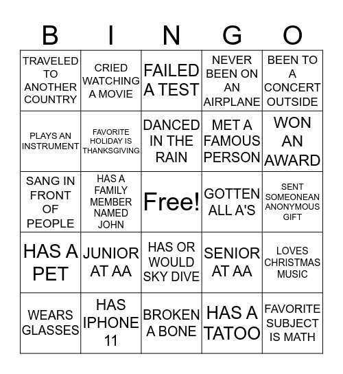 FALL FESTIVAL BINGO Card