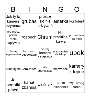 Konon i Major Bingo Card