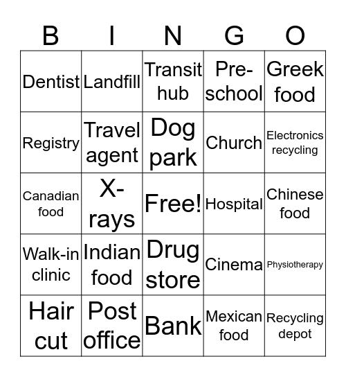 MY  COMMUNITY Bingo Card