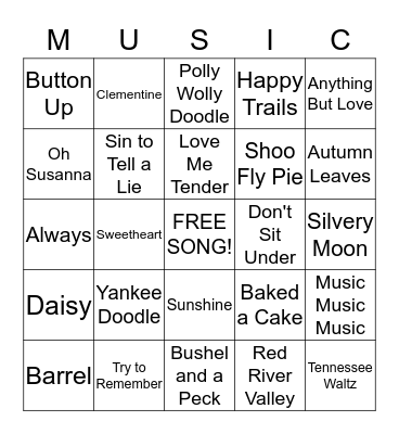 November Music Bingo Card