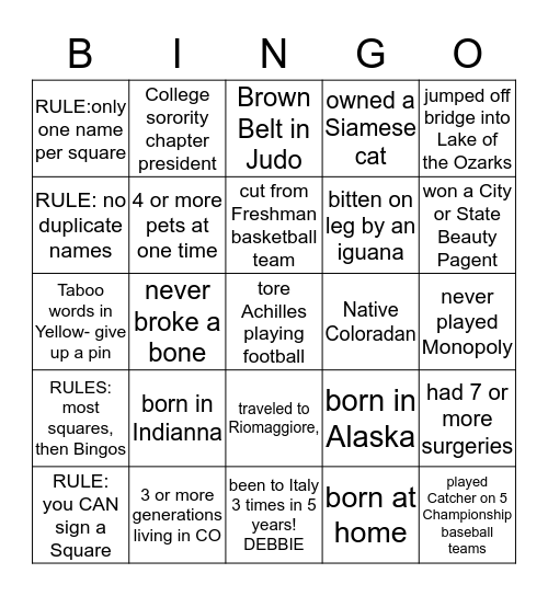 Strange but TRUE !  Bingo Card