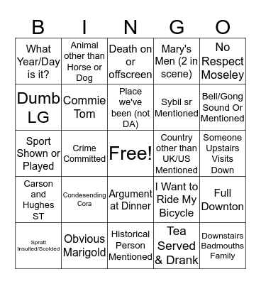 Obvious Marigold Bingo Card