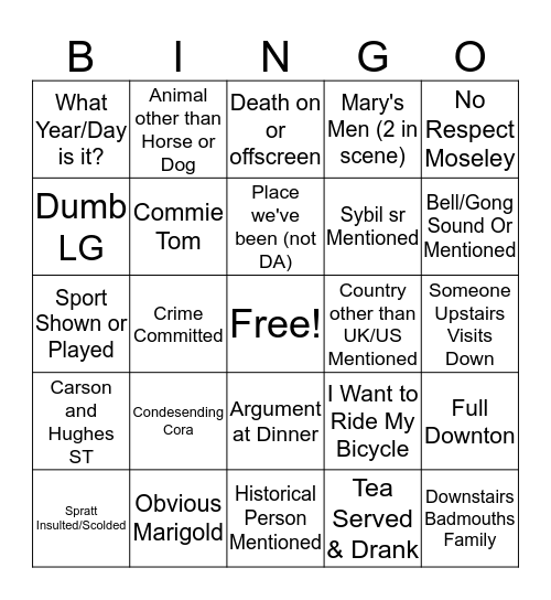 Obvious Marigold Bingo Card