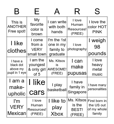 How Well Do You Know Everyone? 5th Period Edition Bingo Card