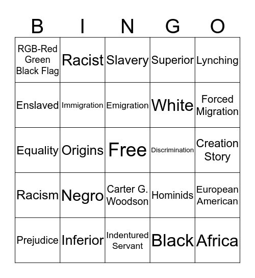 Vocabulary 1 Bingo Card