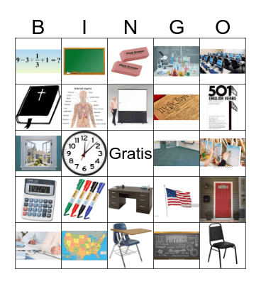 Mi horario escolar y objetos en la clase Bingo Card