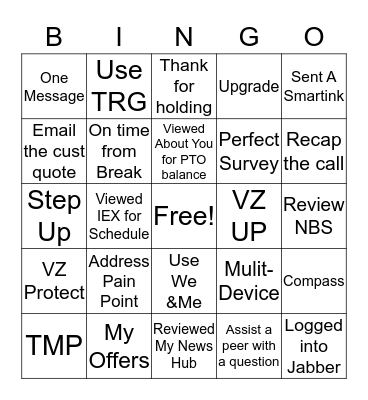 Successful Call  Bingo Card