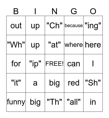 Weekly Words Bingo Card