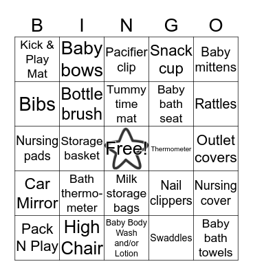 BABY SHOWER BINGO Card