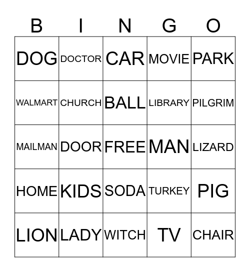 NOUNS Bingo Card