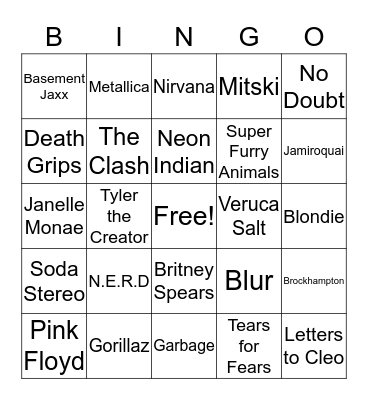 SOFIA'S MUSIC BINGO Card