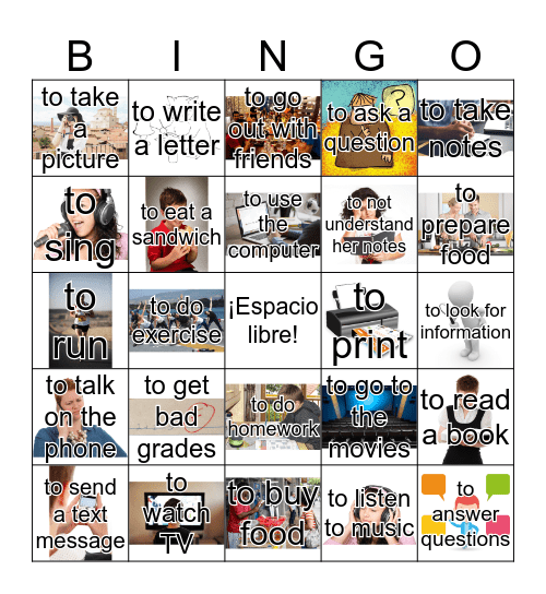 Los verbos (Spanish 1) Bingo Card